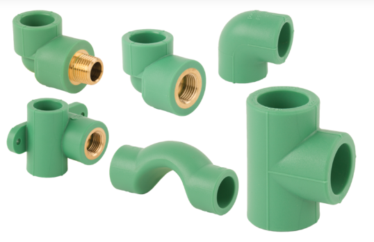 Polymelt Ecosan PP-R Tesisat Ek Parçaları - Pirinç Dişli Dirsek, Te ve Duvar Bağlantı Elemanları